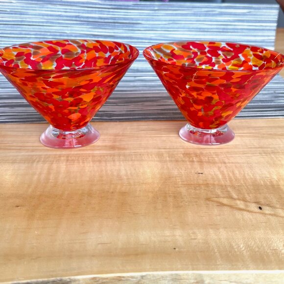 Martini or dessert glasses Handblown Artisan made Kingston Glass Set of 2 - Picture 4 of 6